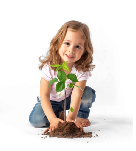Criança plantando uma muda